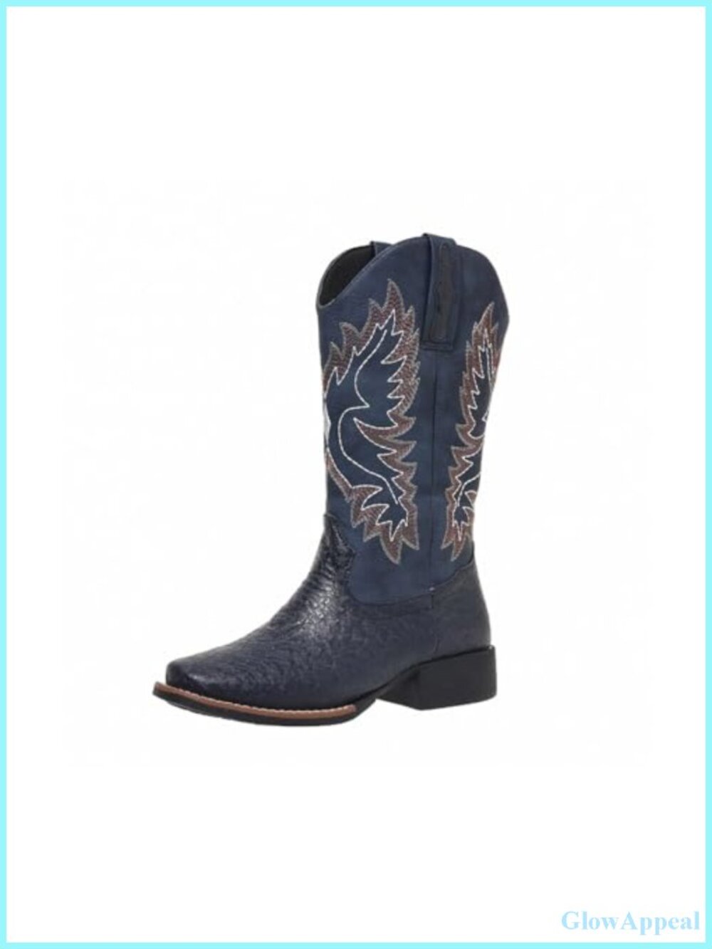 Wide Calf Western Cowboy Boots Faux Leather Mid-Calf Embroidered